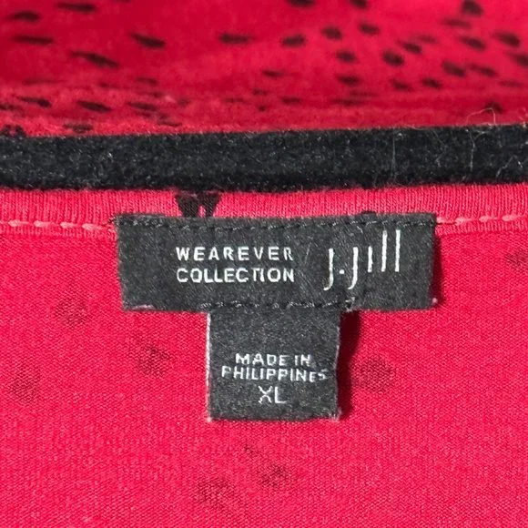 J. Jill Wearever Collection women's size XL red print long sleeve top - Picture 4 of 7